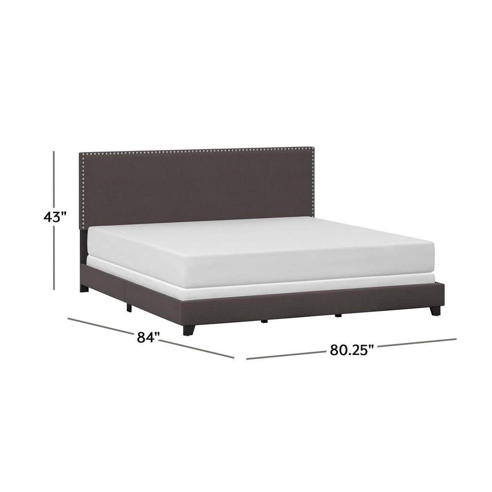 Richlands Furniture Willow King Upholstered Panel Bed in Charcoal, , large