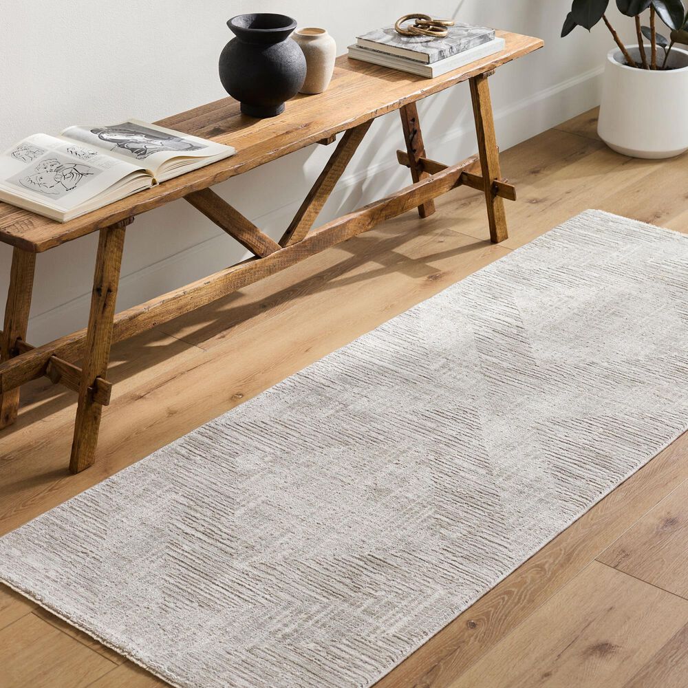 Surya Masterpiece Light Sage, Medium Gray and Cream 2&#39;7&quot; x 7&#39;3&quot; Runner, , large