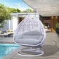 Leisuremod 2-Seat Hanging Egg Swing Chair with Light Grey Cushion in White, , large