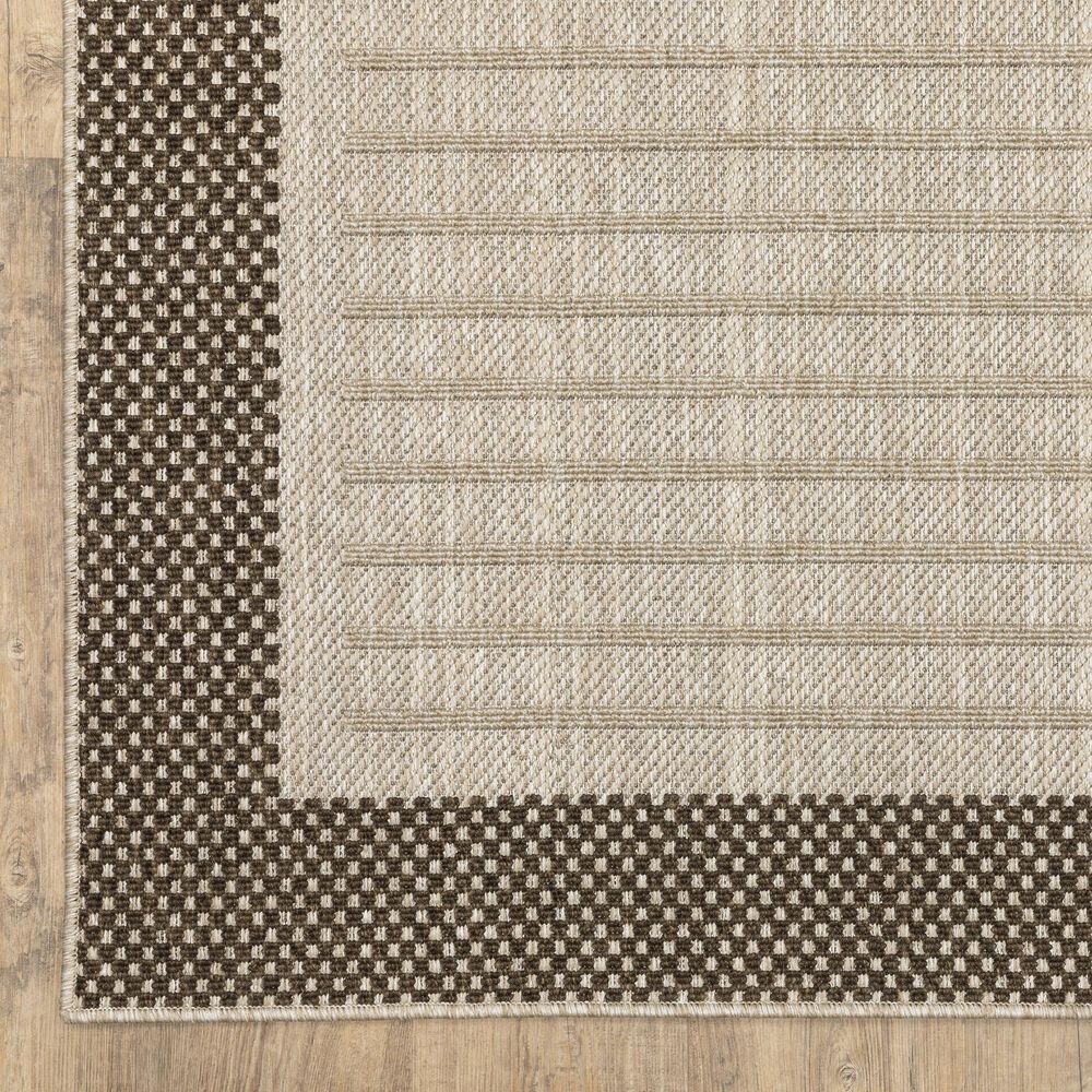 ROW by Oriental Weavers Zarina Striped Beige and Brown 1'10" x 7'6" Indoor/Outdoor Runner, , large