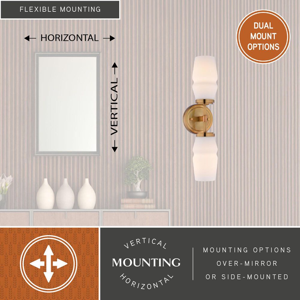 Vaxcel Warren 2-Light Wall Sconce in Brushed Brass, , large