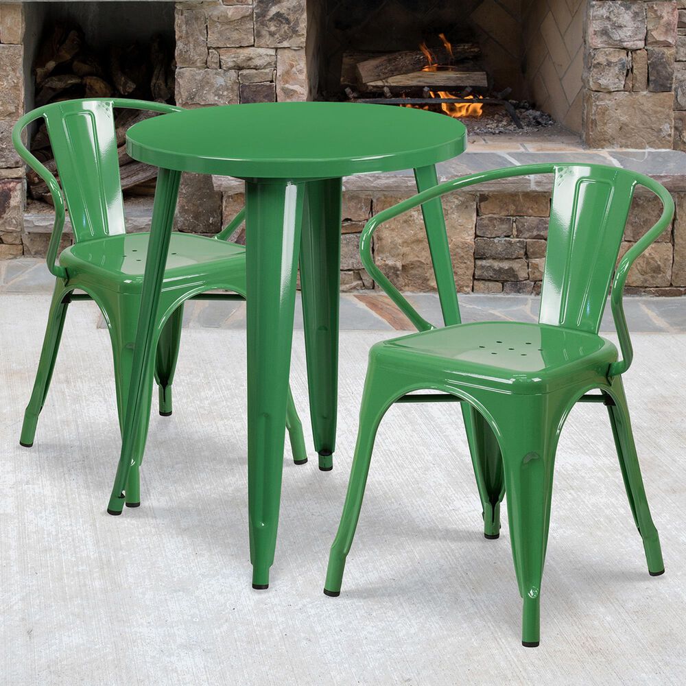 Flash Furniture 3-Piece Metal Table Set in Green, , large