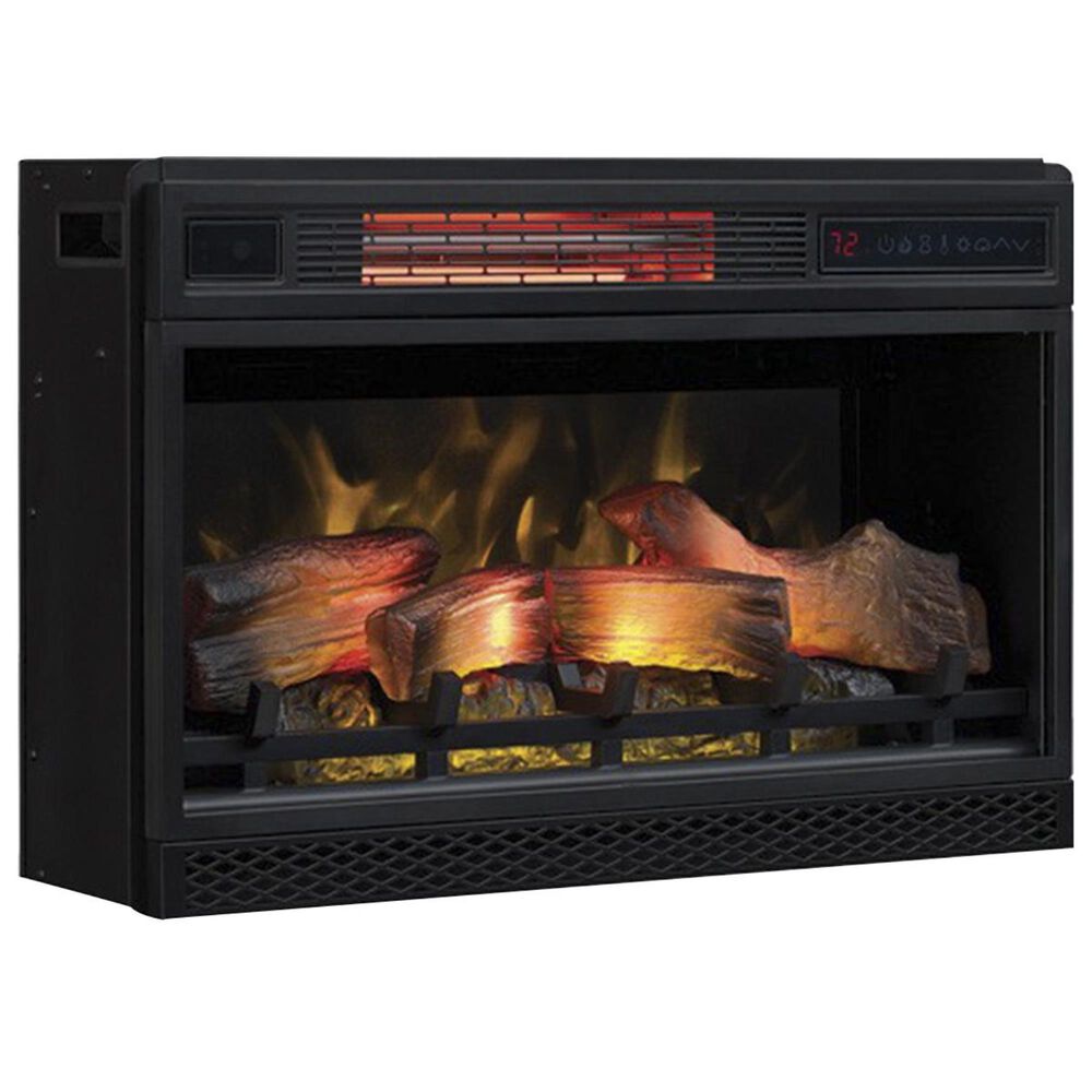 at HOME Cantilever 60&quot; TV Stand with Fireplace Insert in Black, , large