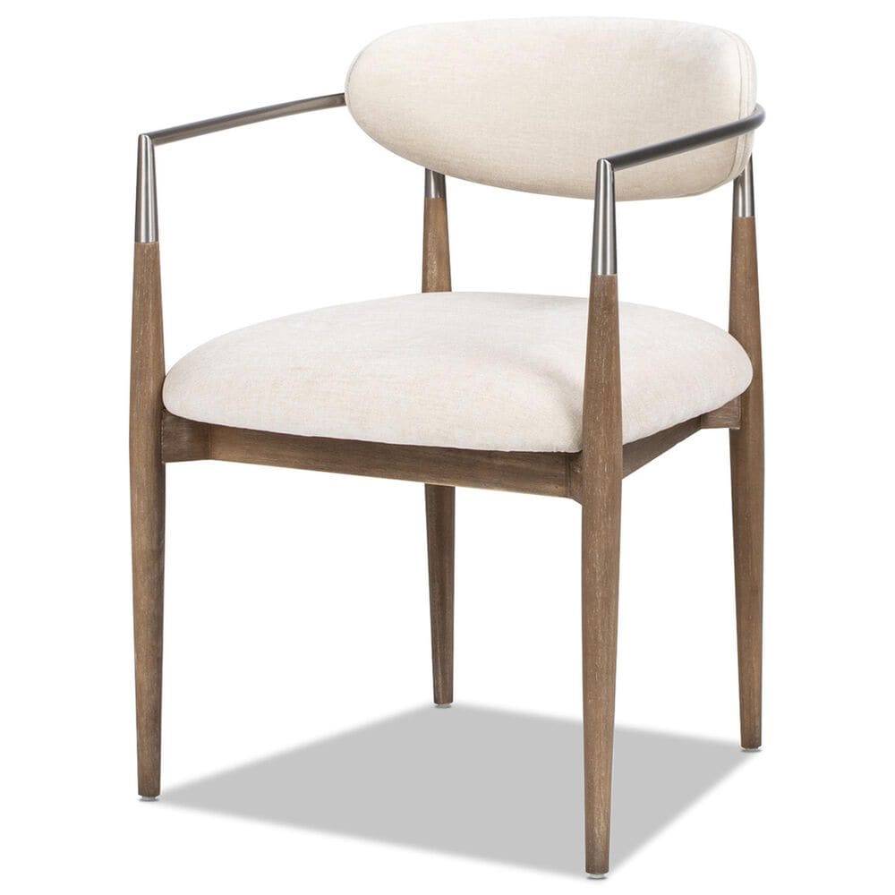 Jennifer Taylor Home Artemis Arm Chair with Warm White Cushion in Natural and Brushed Nickel, , large