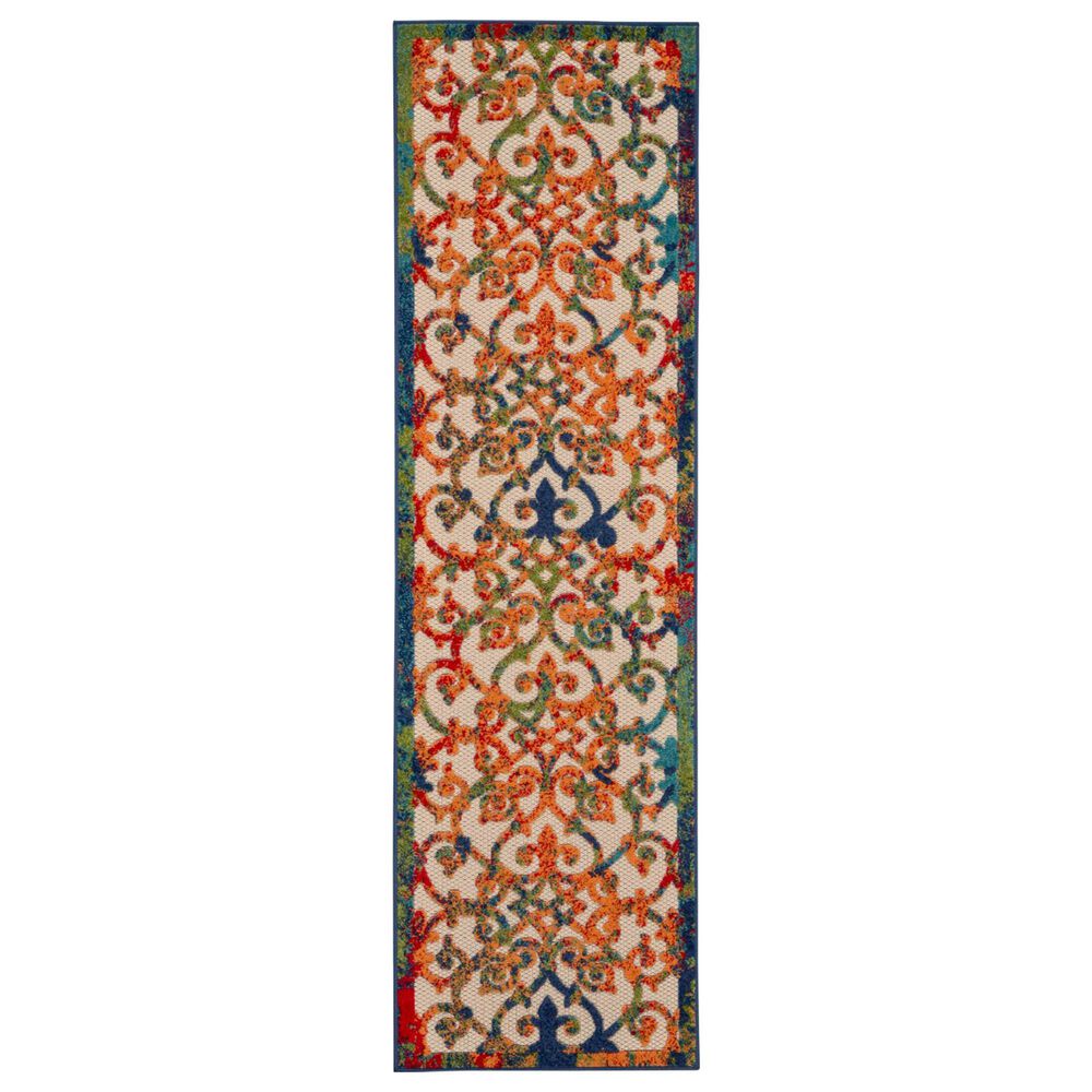 Nourison Aloha Damask 2"3" x 12" Multicolor Indoor/Outdoor Runner, , large