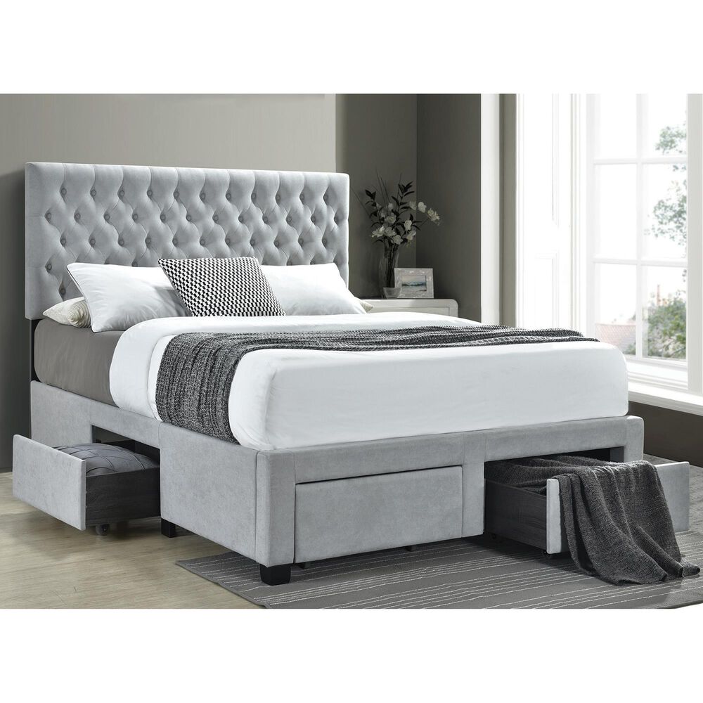 Pacific Landing Soledad Full Upholstered Storage Bed in Grey, , large