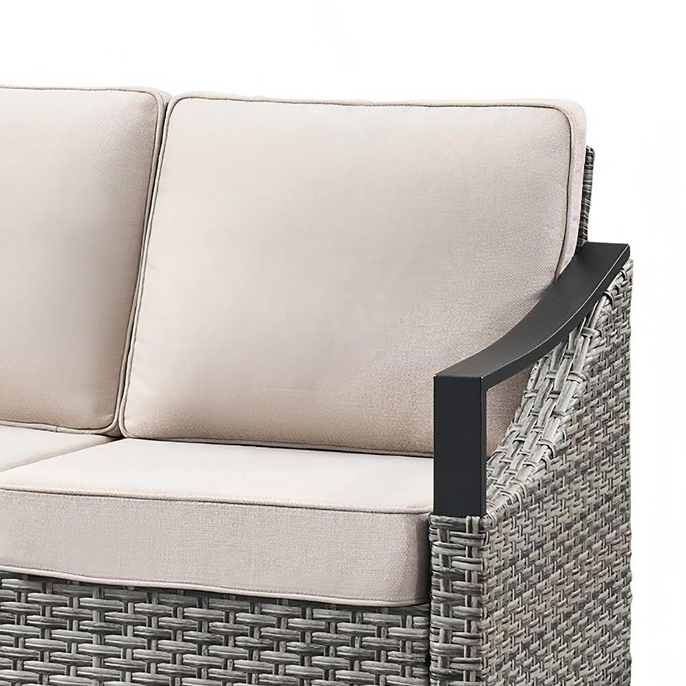 Sunwell Garden 32"H 3-Seater Outdoor Sofa with Curved Beige Cushions in Gray, , large
