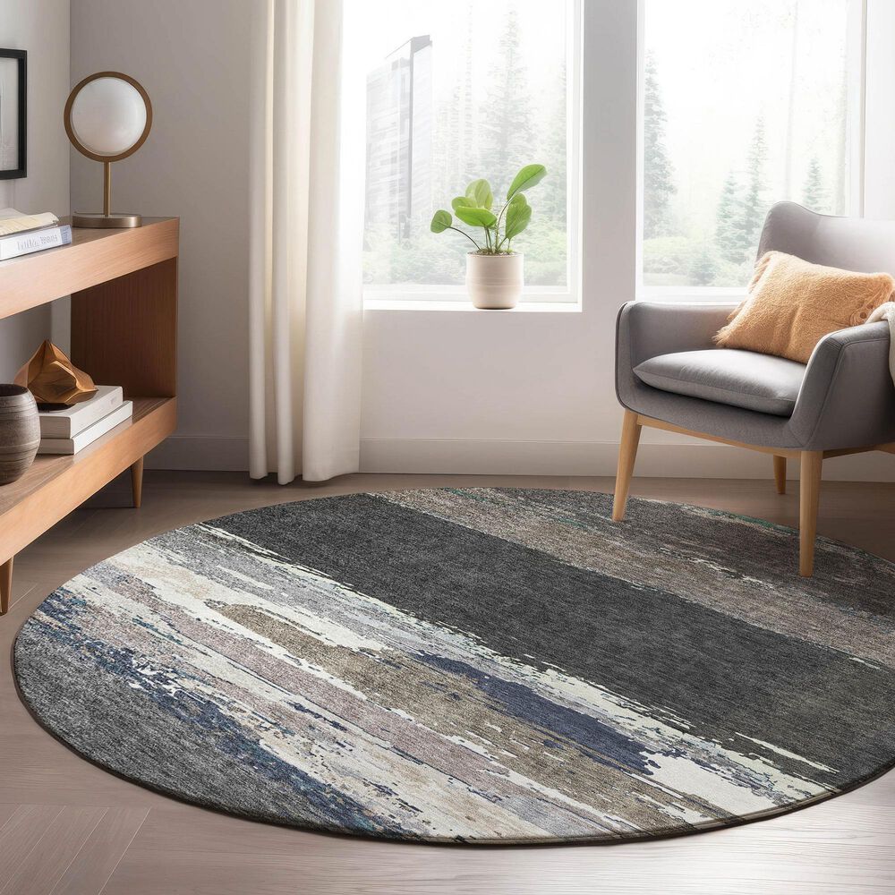37B Trevi TV8 8&#39; Round Black Area Rug, , large