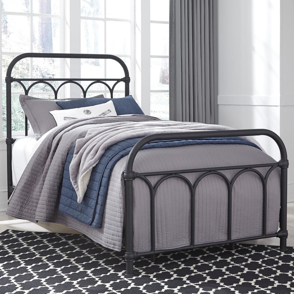 Ashley Nashburg Twin Metal Headboard/Footboard/Rails in Black, , large