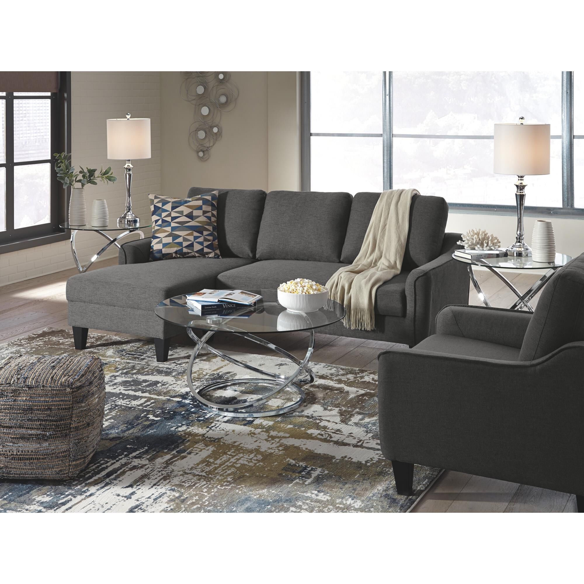 Ashley Jarreau Left Facing Sofa Chaise Sleeper in Dark Gray