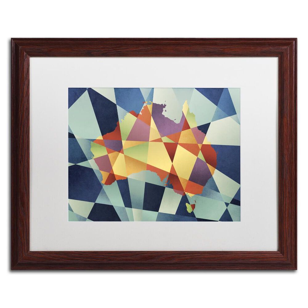 Timberlake 11 x 14 Masters Fine Art "Michael Tompsett "Australia Geometric Retro Map" Matted Framed Art, , large