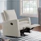 M Design Village Uptown Swivel Push Back Rocker Recliner in Boucle White, , large