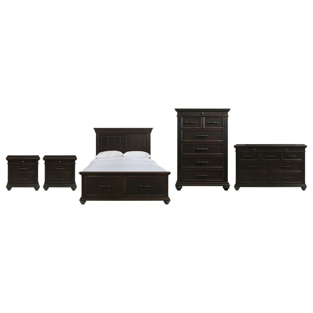 Mayberry Hill Slater King Storage Bed with Dresser, Chest, and Two Nightstands in Black, , large