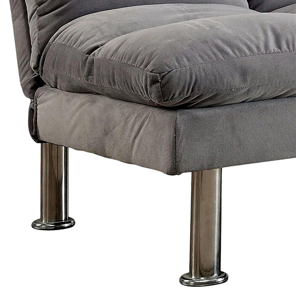 Furniture of America Saldana Stationary Futon Sofa in Light Gray, , large