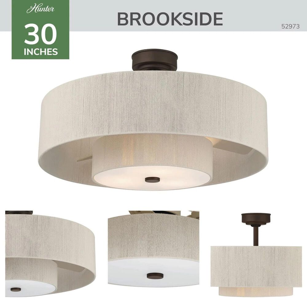 Hunter Brookside Jasmine Roth 30" Indoor Ceiling Fandelier with LED Light and Remote Control in Matte Bronze, , large