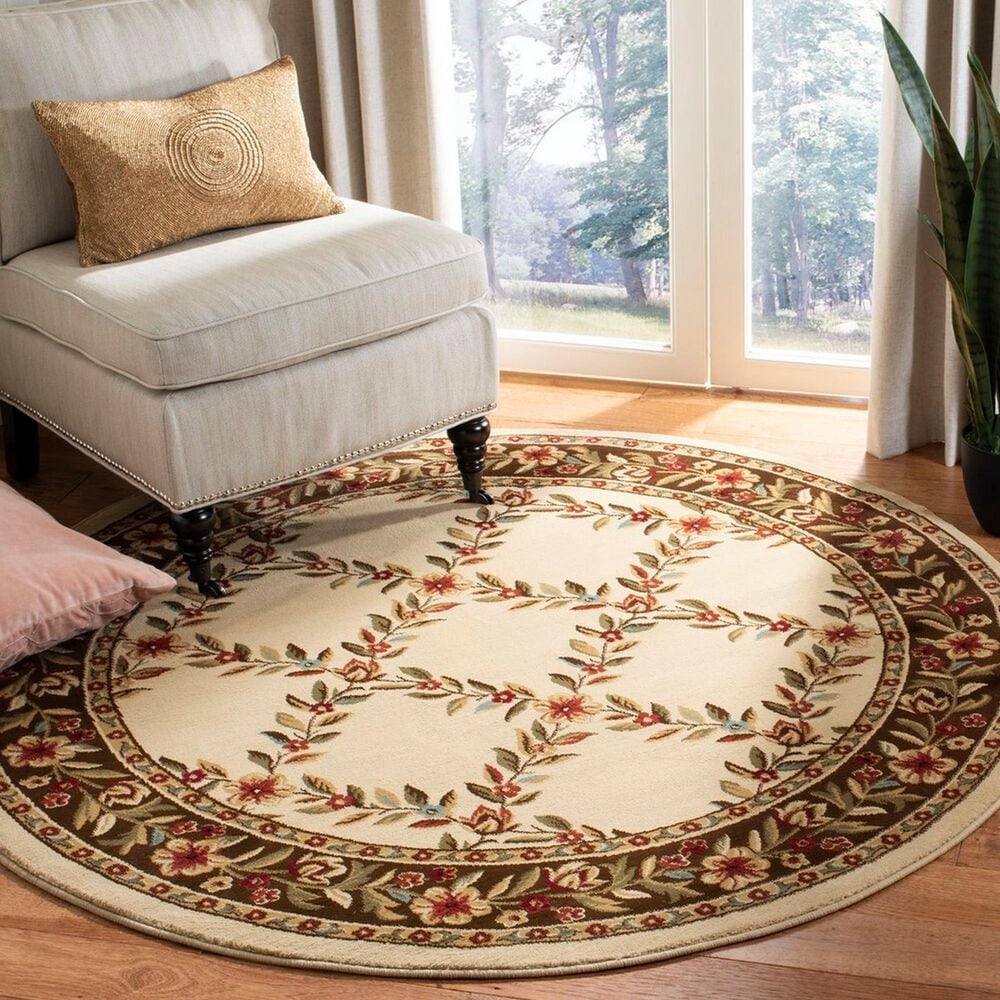Safavieh Lyndhurst LNH557 5&#39;3&quot; Round Ivory and Brown Area Rug, , large