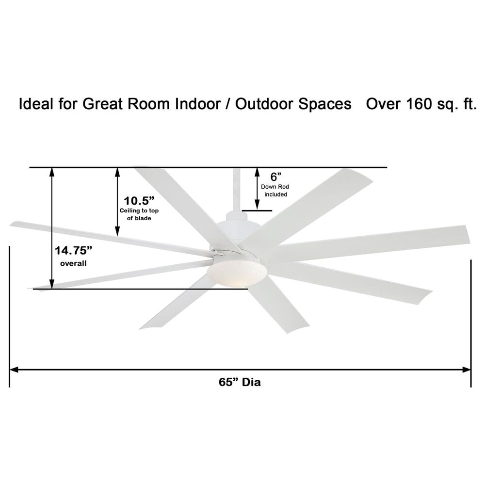 Minka-Aire Slipstream 65" Indoor/Outdoor Ceiling Fan with LED Light in Flat White, , large