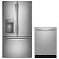 GE Appliances 2-Piece Kitchen Package with 27.7 Cu. Ft. French-Door Refrigerator and Rounded Handle Dishwasher in Fingerprint Resistant Stainless, , large