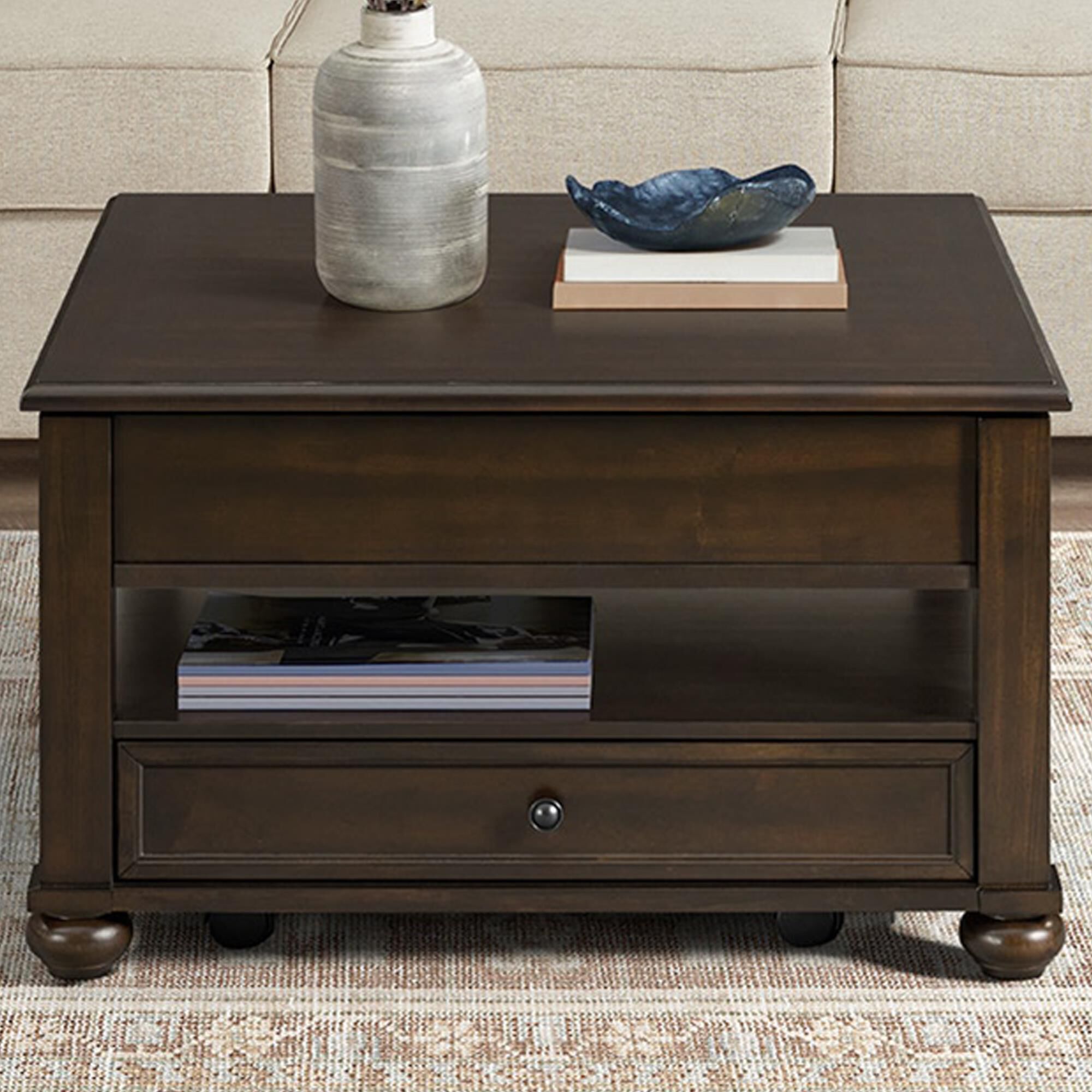Mayberry Hill Wagner Square Lift-Top Coffee Table in Cherry