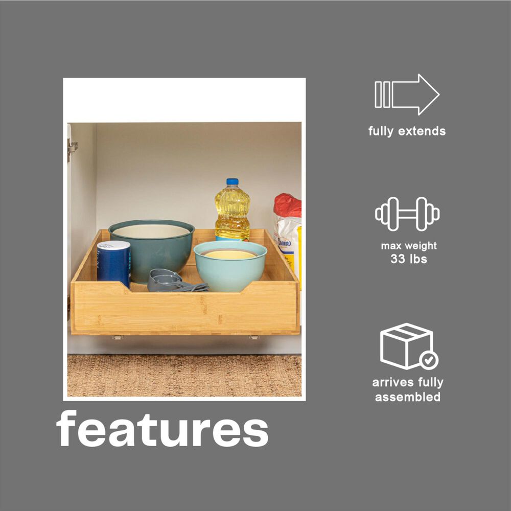 Household Essentials Glidez 20" 1-Tier Pull-Out/Slide-Out Storage Organizer for Under Cabinet Use in Natural, , large