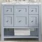 James Martin Vanities Breckenridge 36" Single Bathroom Vanity in Serenity Blue with 3 cm Carrara White Marble Top and Rectangular Sink, , large
