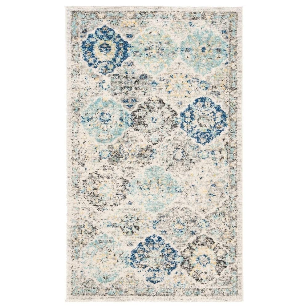 Safavieh Madison MAD611A 4" x 6" Ivory and Aqua Area Rug, , large