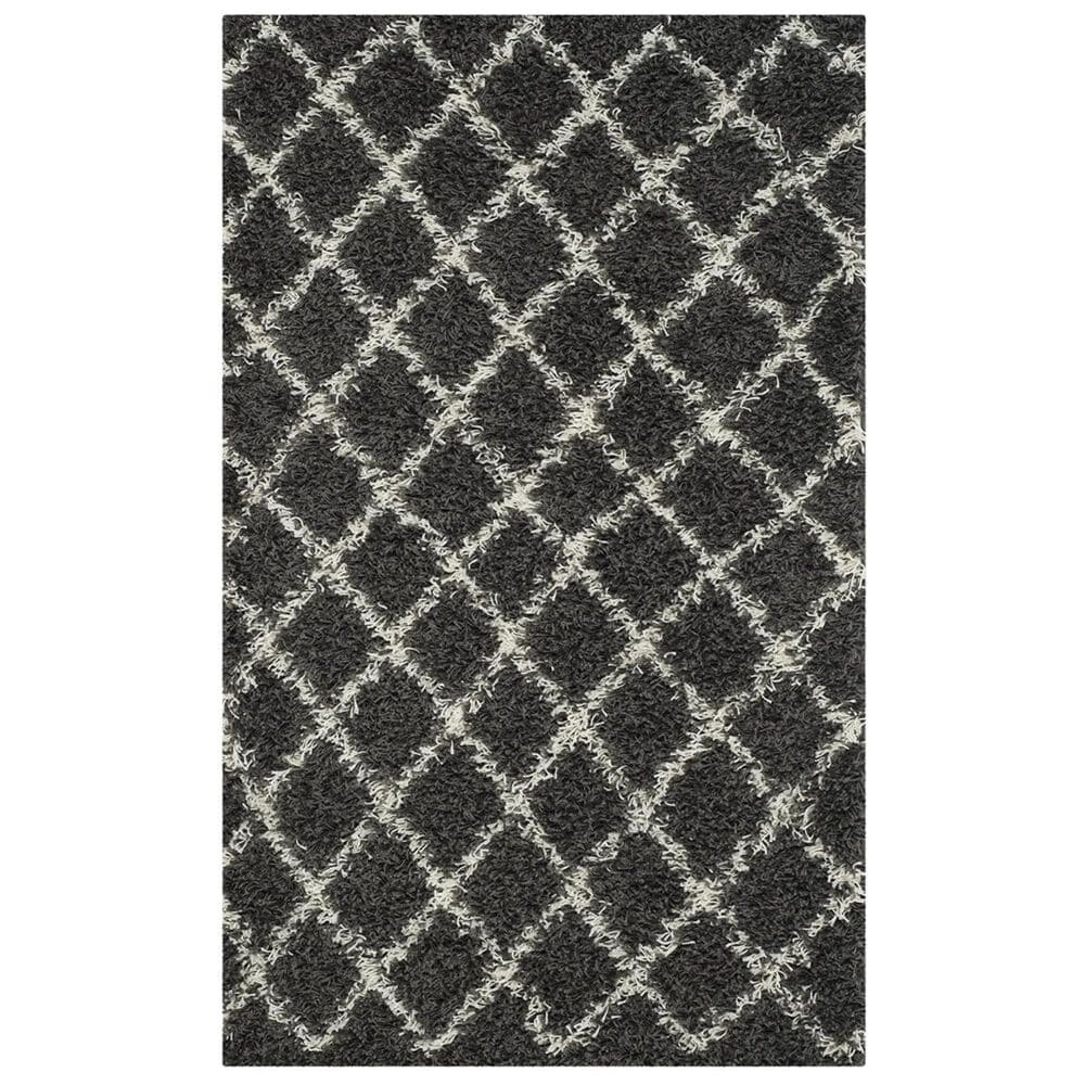 Safavieh Dallas Shag SGD258A-3 3&#39; x 5&#39; Dark Grey/Ivory Area Rug, , large