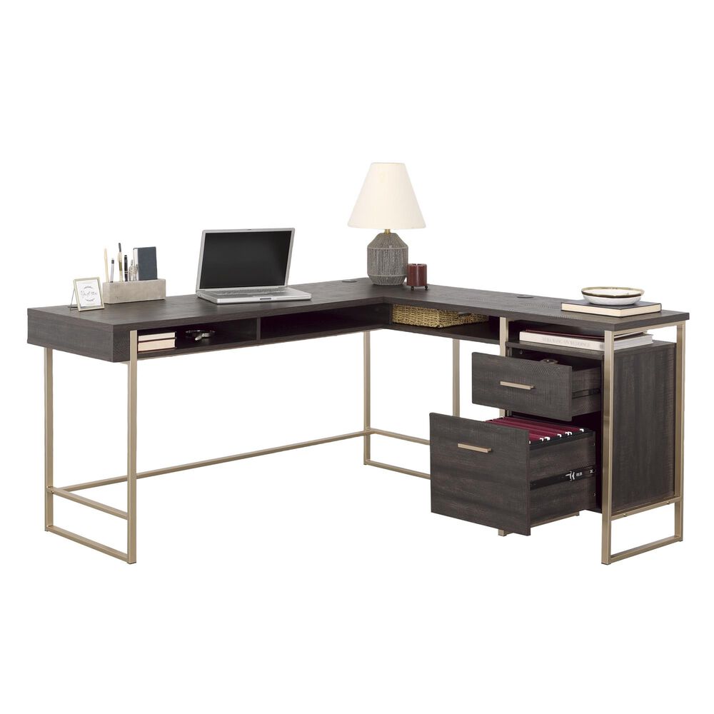 Sauder LShaped Desk in Blade Walnut Shop NFM