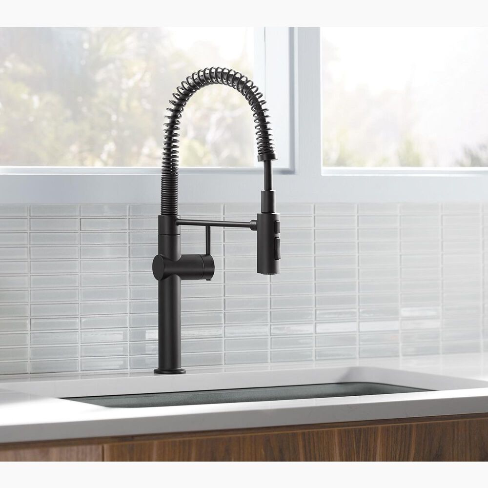 Kohler Crue Semi Professional Pull Down Kitchen Sink Faucet in Matte Black, , large