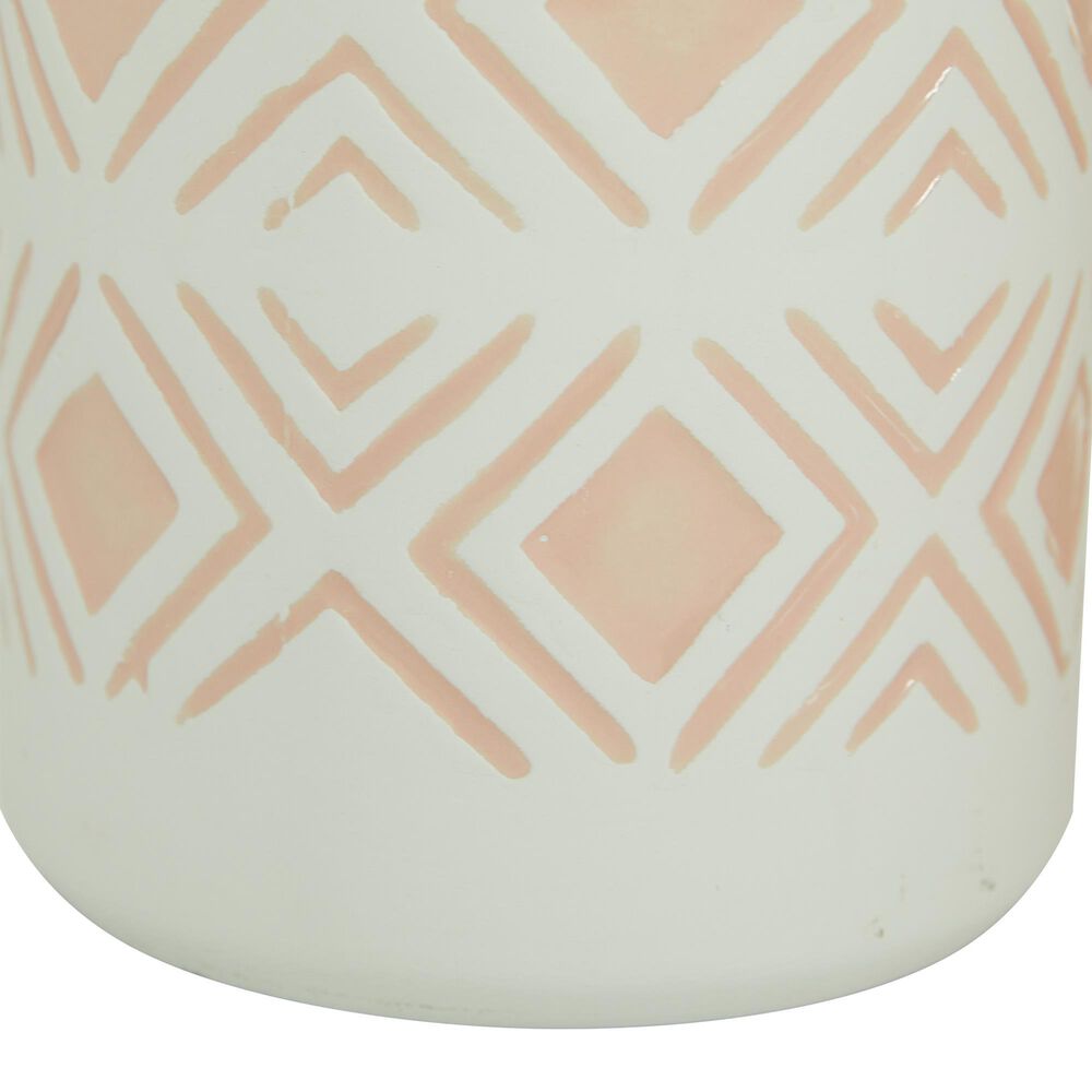 Maple and Jade Geometric Textured Patterned Vase in Pink and White &#40;Set of 2&#41;, , large