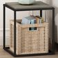 HOMLUX Cube Stackable End Table in French Oak Grey and Black, , large