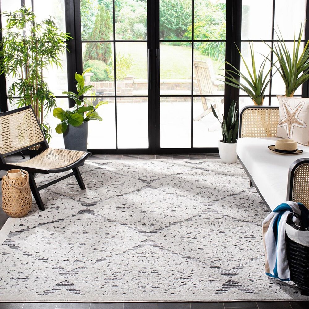 Safavieh Cabana CBN660A 9&#39; x 12&#39; Ivory and Grey Indoor/Outdoor Area Performance Rug, , large