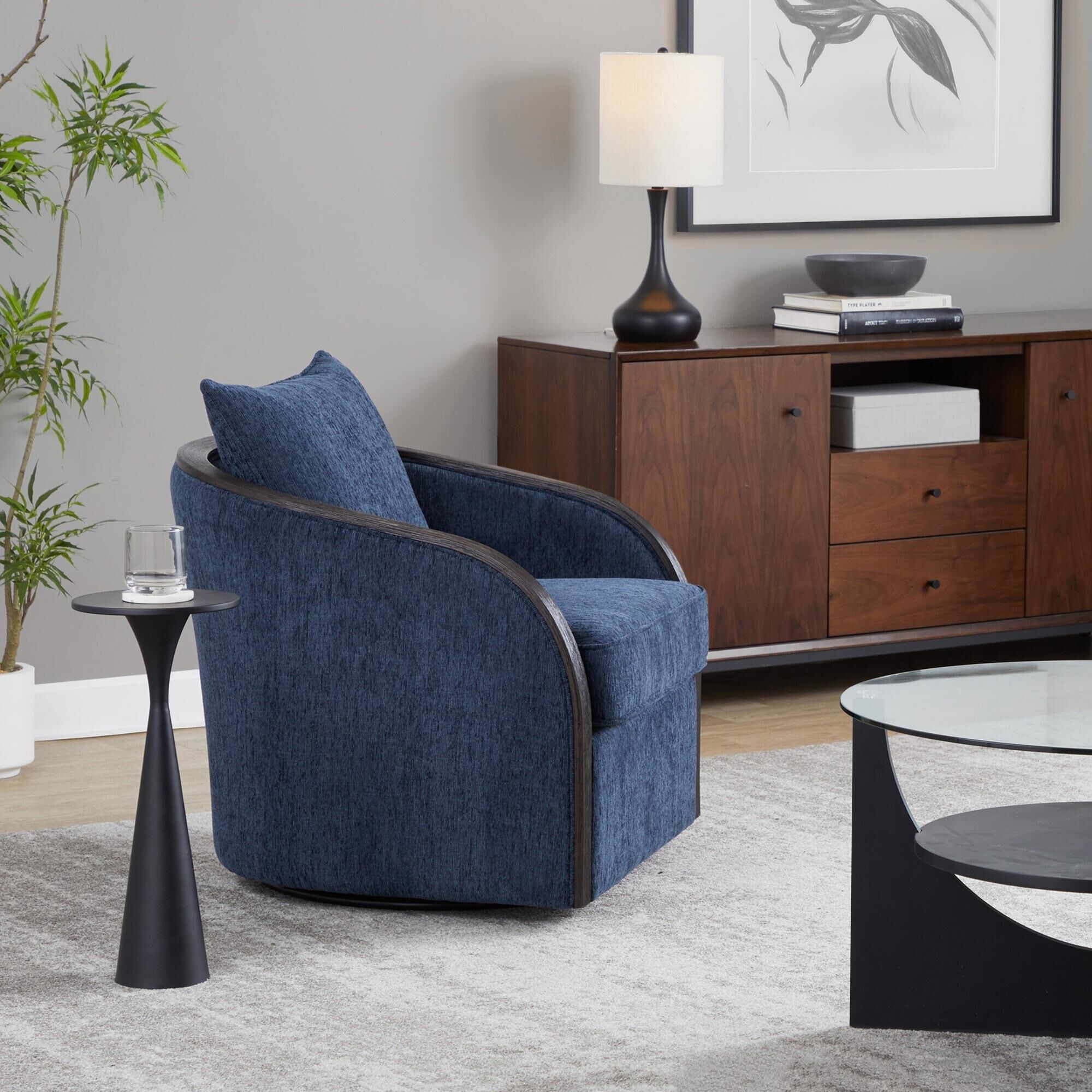 LUMiRiSE / ≠encore LumiSource Gemma Swivel Accent Chair in Blue Indigo