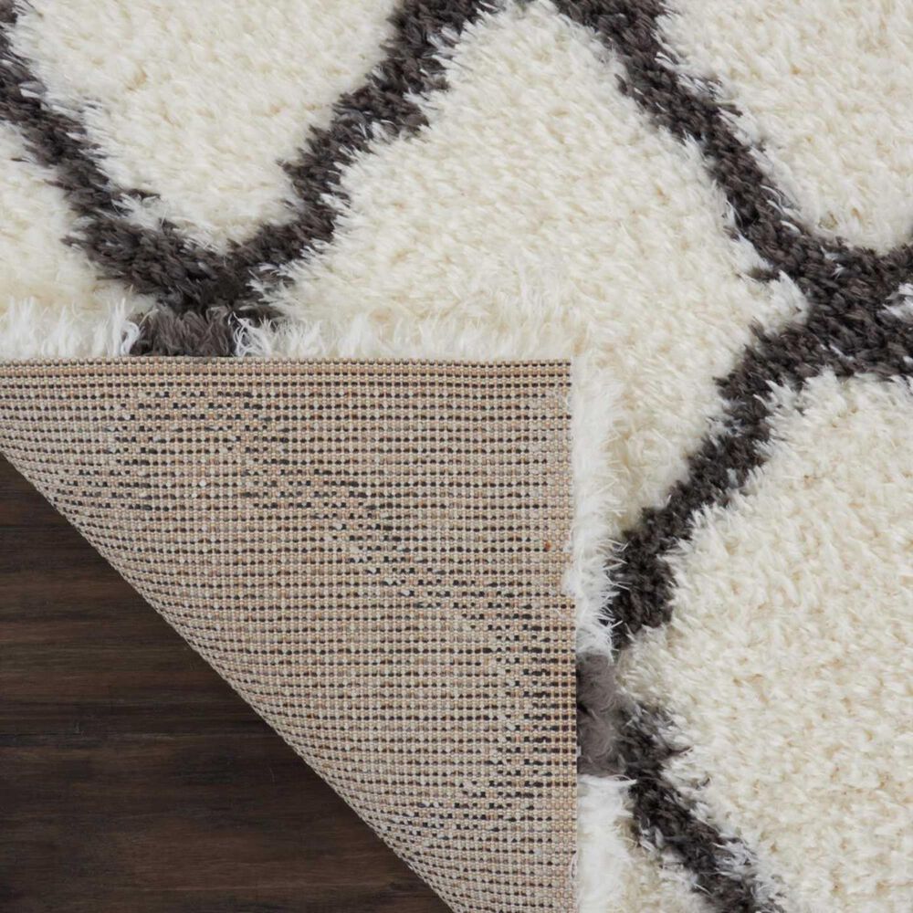 Nourison Luxe Shag LXS02 9&#39; x 12&#39; Ivory and Charcoal Area Rug, , large