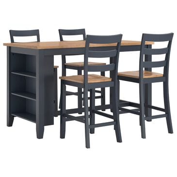 Ashley Gesthaven 5-Piece Counter Height Dining Set in Natural and Blue, , large