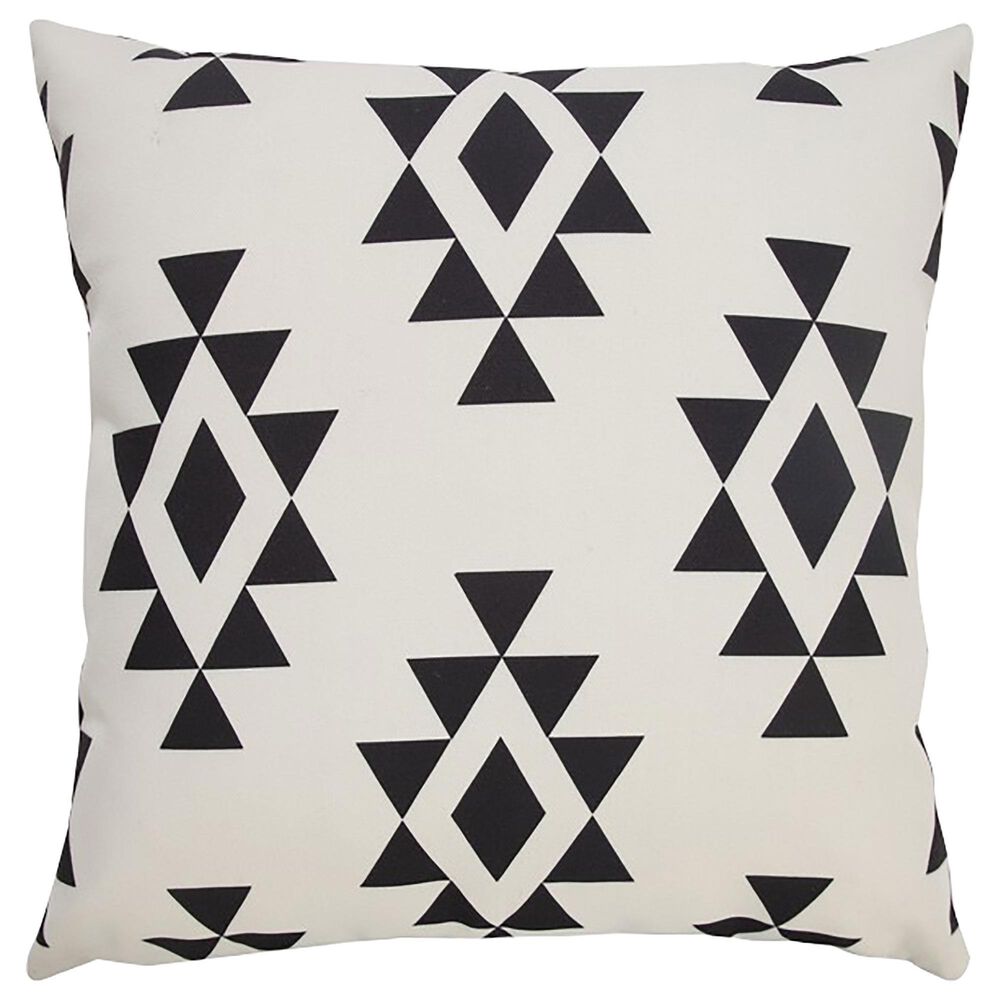 L.R. RESOURCES 20" x 20" Diamond Outdoor Pillow in White and Black, , large