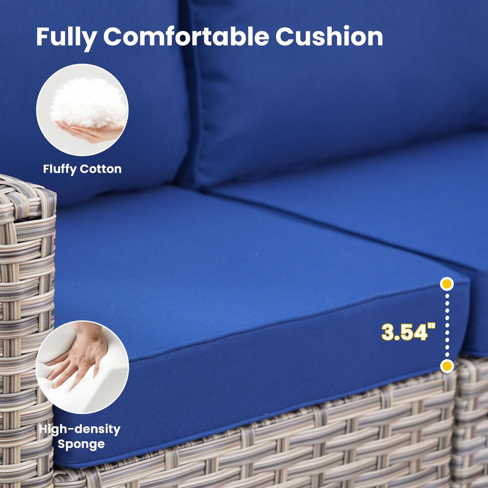 HOMLUX 11-Piece Outdoor Modular Sofa Conversation Set in Navy Blue, , large