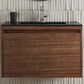 James Martin Vanities Mantova 31.5" Single Vanity in Mid-Century Walnut and Brushed Nickel with 3 cm Charcoal Black Composite Stone Top and Rectangular Sink, , large
