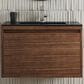 James Martin Vanities Mantova 31.5" Single Vanity in Mid-Century Walnut and Brushed Nickel with 3 cm Charcoal Black Composite Stone Top and Rectangular Sink, , large