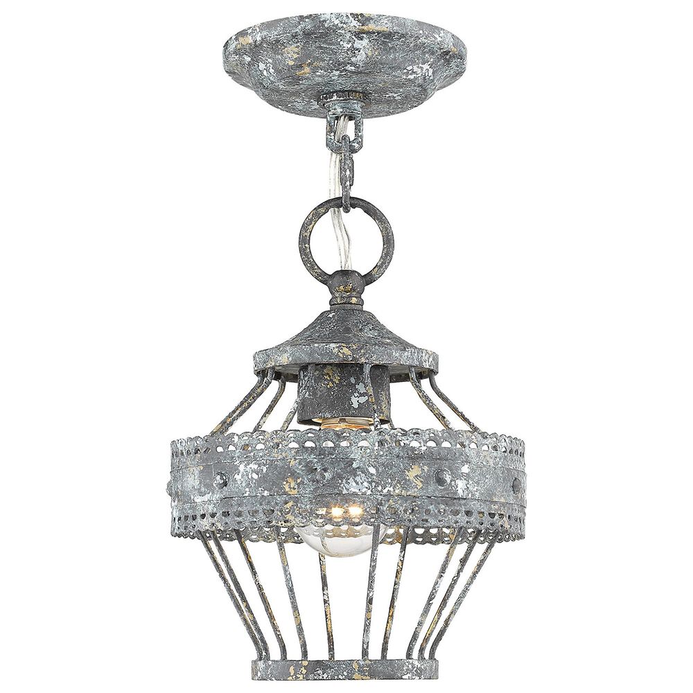 Golden Lighting Ferris 1-Light Mini Pendant in Blue Verde Patina, White and Gold, , large