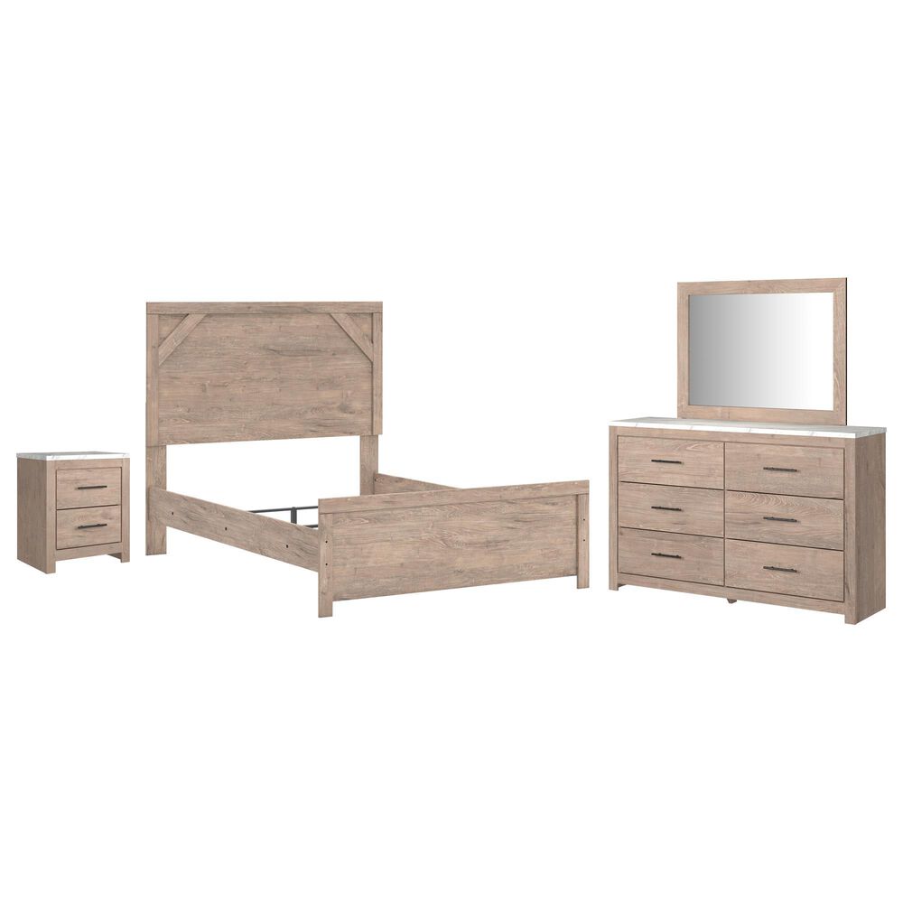 Ashley Senniberg 4-Piece Full Panel Bed Set in Light Brown and White, , large
