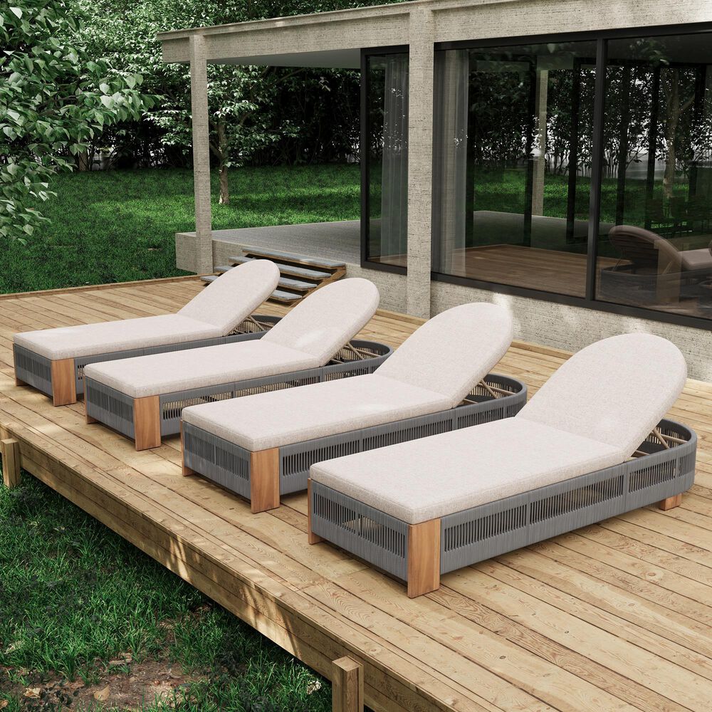 Hearth and Haven Outdoor Chaise Lounge Chair in Beige, , large
