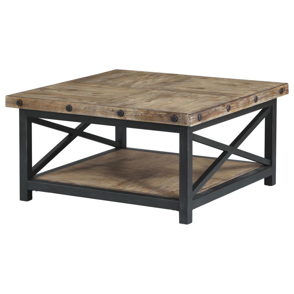 Flexsteel Carpenter Square Coffee Table in Rustic Light Brown, , large