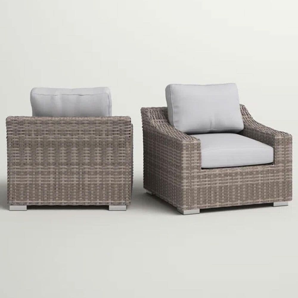 Hearth and Haven Outdoor Wicker Armchair with Curved Armrests in Gray (Set of 2), , large
