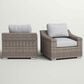 Hearth and Haven Outdoor Wicker Armchair with Curved Armrests in Gray (Set of 2), , large