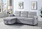 HOMLUX 81.5"W Velvet Reversible Sleeper Sectional Sofa with Storage & Side Pocket, in Light Grey, , large