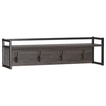 RiverRidge Home Afton 4-Hook Wall Shelf in Dark Weathered Woodgrain and Black, , large