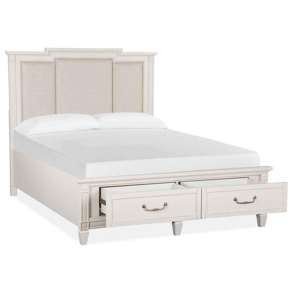 Nicolette Home Willowbrook Queen Storage Bed with Upholstered Headboard in Egg Shell White, , large