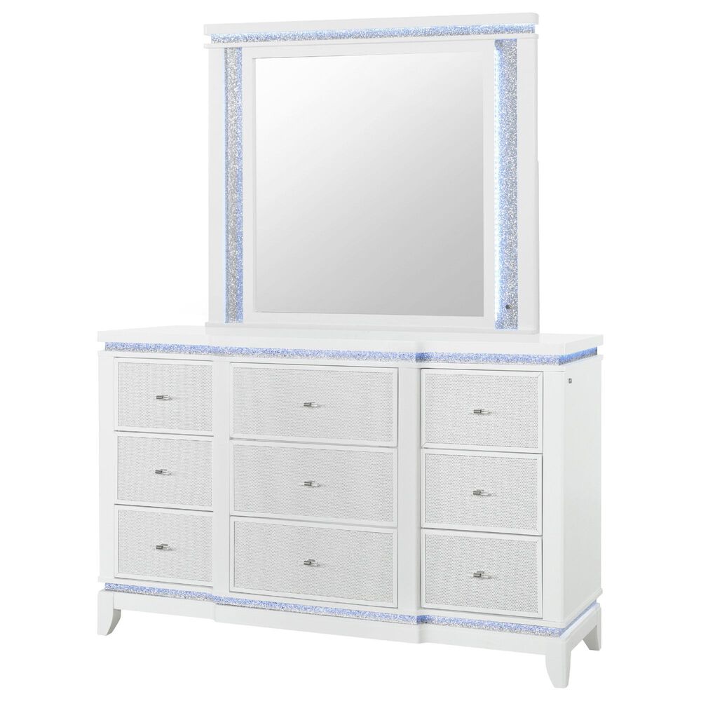 Global Furniture USA Alina 5-Piece Queen Upholstered Panel Bedroom Set in White, , large