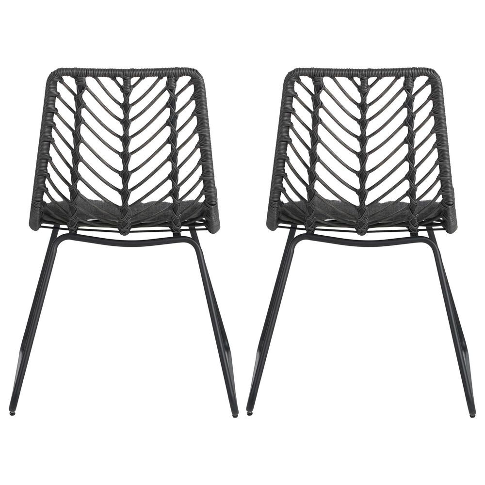 Hearth and Haven Deja Patio Chair with Gray Cushion in Gray &#40;Set of 2&#41;, , large
